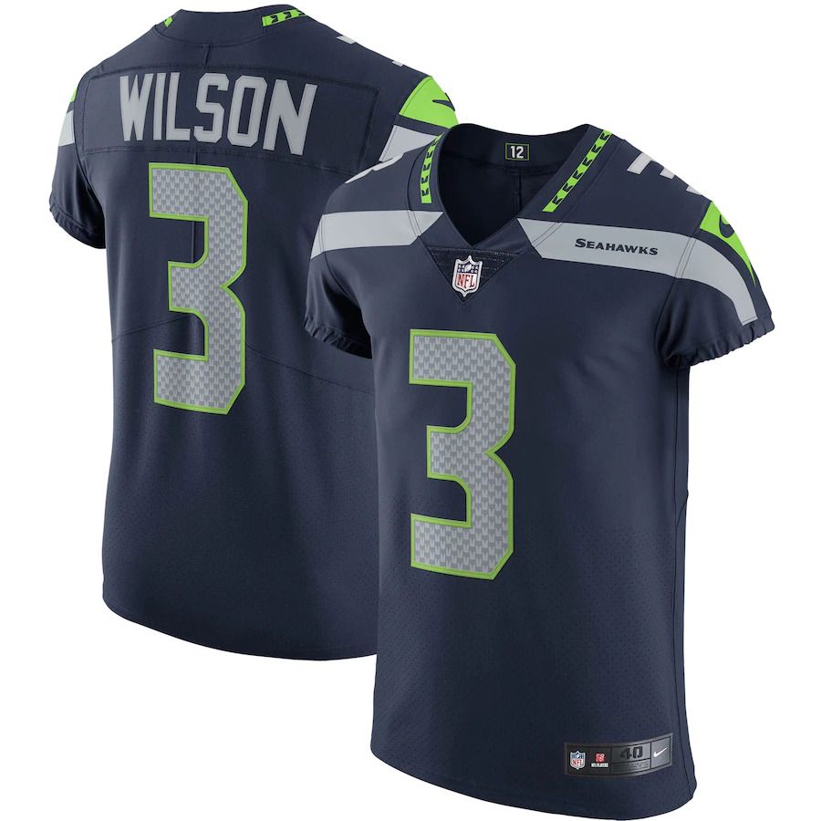 Men Seattle Seahawks 3 Russell Wilson Nike College Navy Vapor Elite Player NFL Jersey